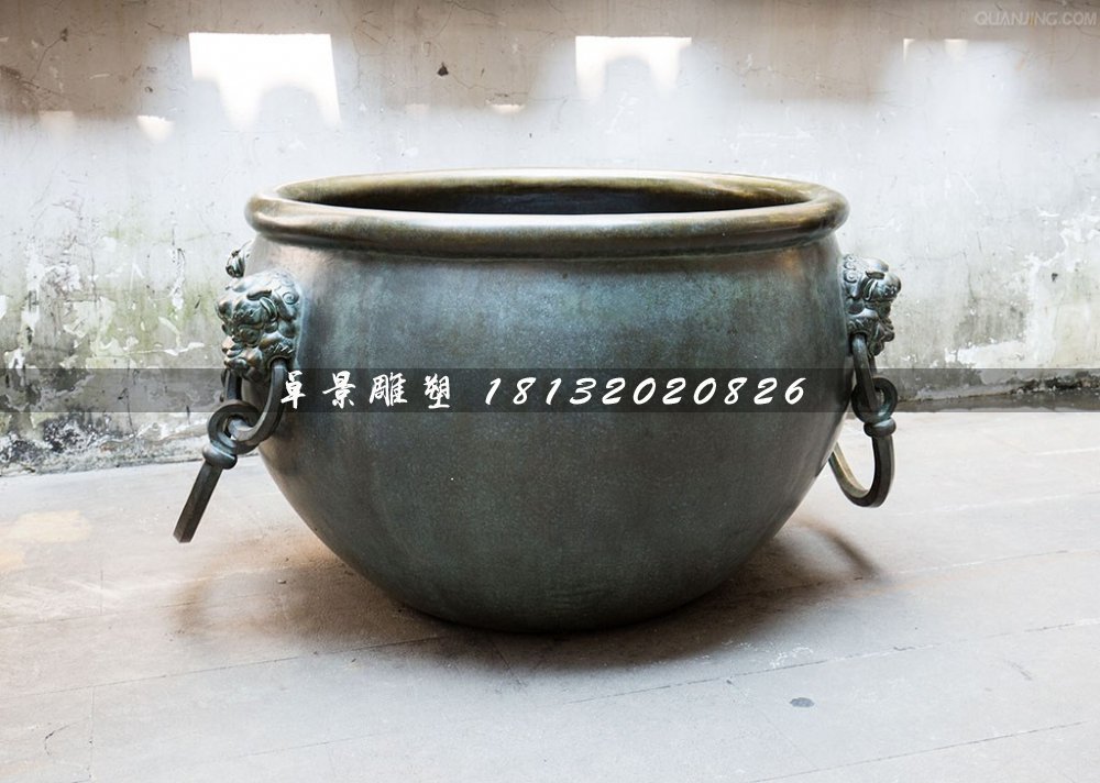 水缸銅雕，仿古銅水缸