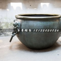 水缸銅雕，仿古銅水缸