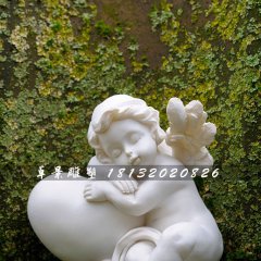 睡覺的小天使石雕，公園漢白玉人物石雕