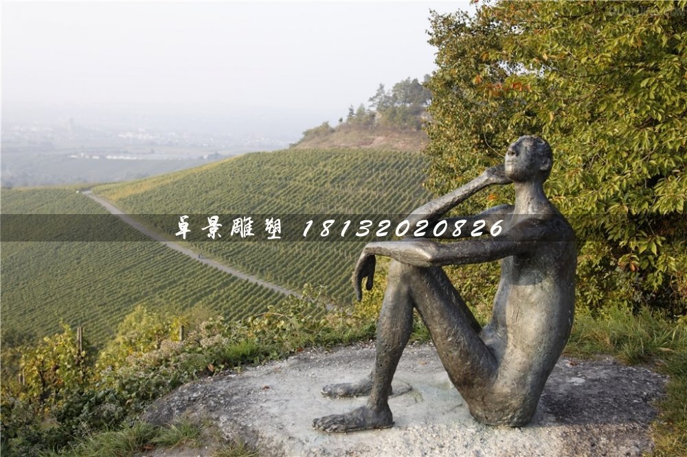 思考銅雕，抽象人物銅雕 (1)