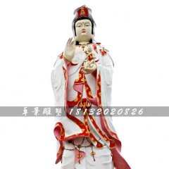 送子觀音雕塑，玻璃鋼彩繪佛像