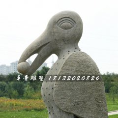 烏鴉石雕，公園動(dòng)物石雕
