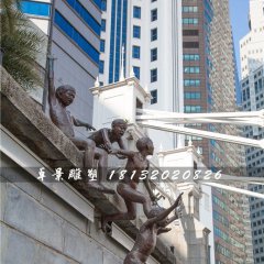 小孩跳水銅雕，街邊景觀銅雕