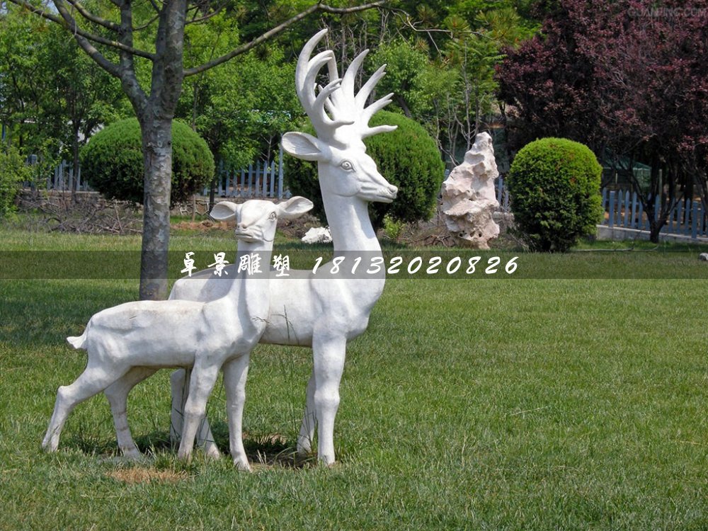 小鹿石雕，公園動物石雕