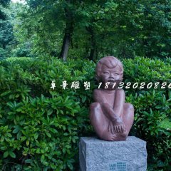 小男孩石雕，公園人物石雕
