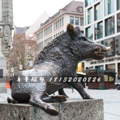 野豬銅雕，街邊動物銅雕