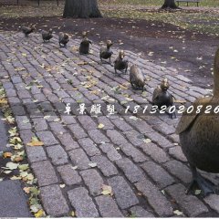 一窩小鴨子銅雕，公園動(dòng)物銅雕