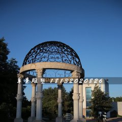圓頂涼亭石雕，公園歐式?jīng)鐾な? width=