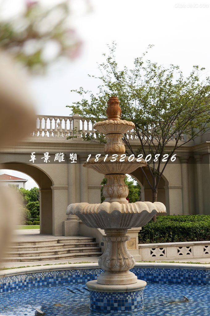 歐式噴泉石雕，公園三層噴泉石雕 (1)