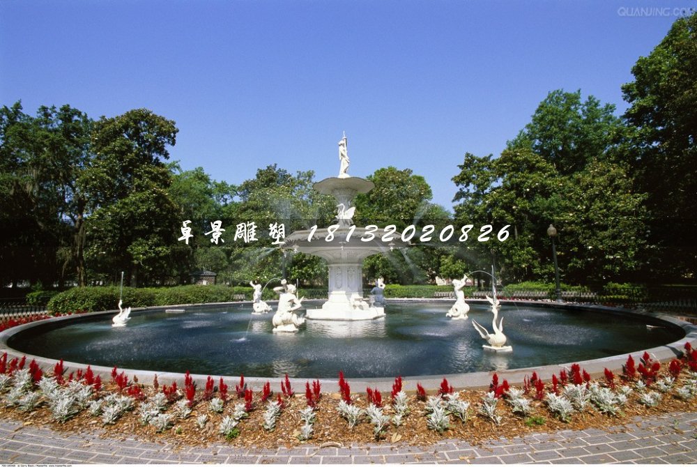 歐式噴泉，漢白玉噴泉石雕 (2)