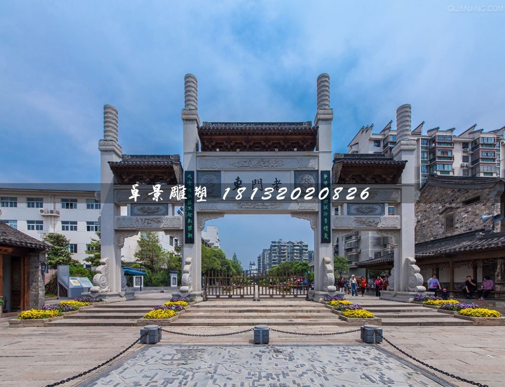 牌坊石雕，小區(qū)入口石牌坊
