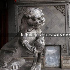 青石獅子雕塑，戲球獅石雕