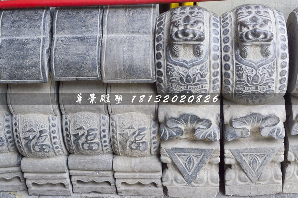 青石門墩，仿古抱鼓石雕塑
