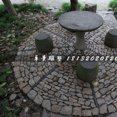 青石圓桌圓凳，公園桌椅石雕