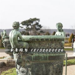 青銅花盆雕塑，公園花缽銅雕