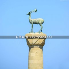 青銅鹿雕塑，廣場(chǎng)馴鹿銅雕