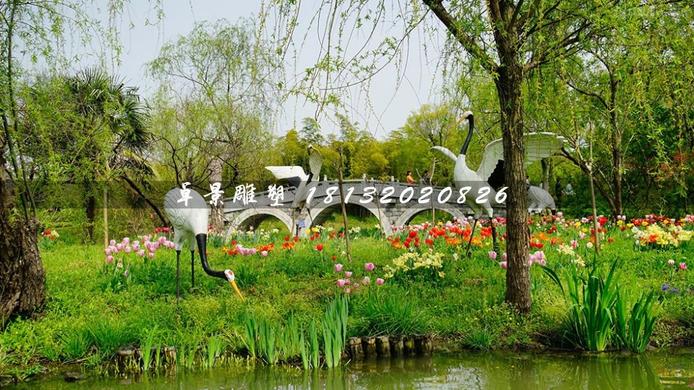 仙鶴雕塑，玻璃鋼仿真仙鶴雕塑