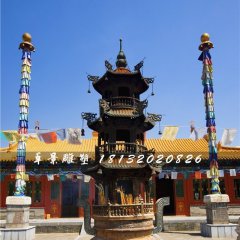 寺廟銅香爐，三足香爐銅雕