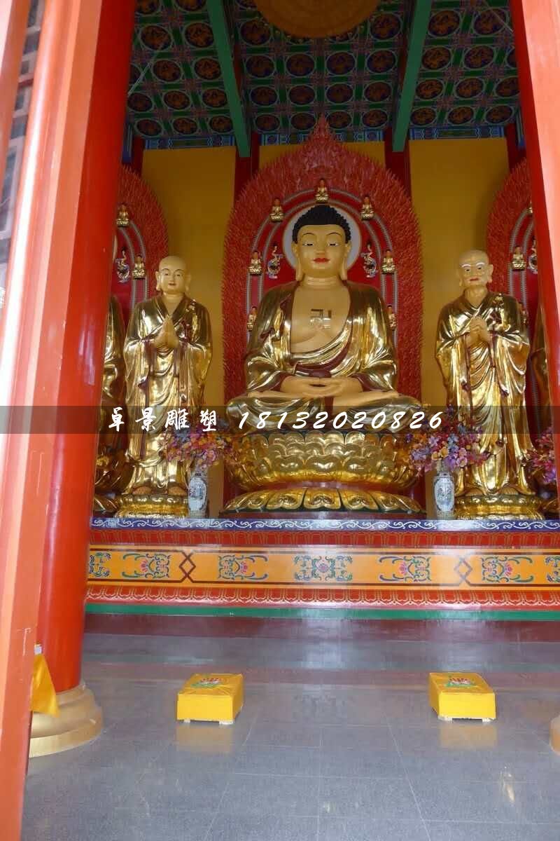 玻璃鋼釋迦牟尼佛，貼金佛像雕塑