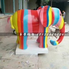 彩繪大象雕塑，玻璃鋼動(dòng)物雕塑