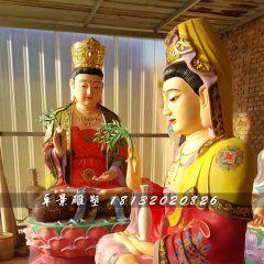 彩繪觀音雕塑，玻璃鋼佛像雕塑