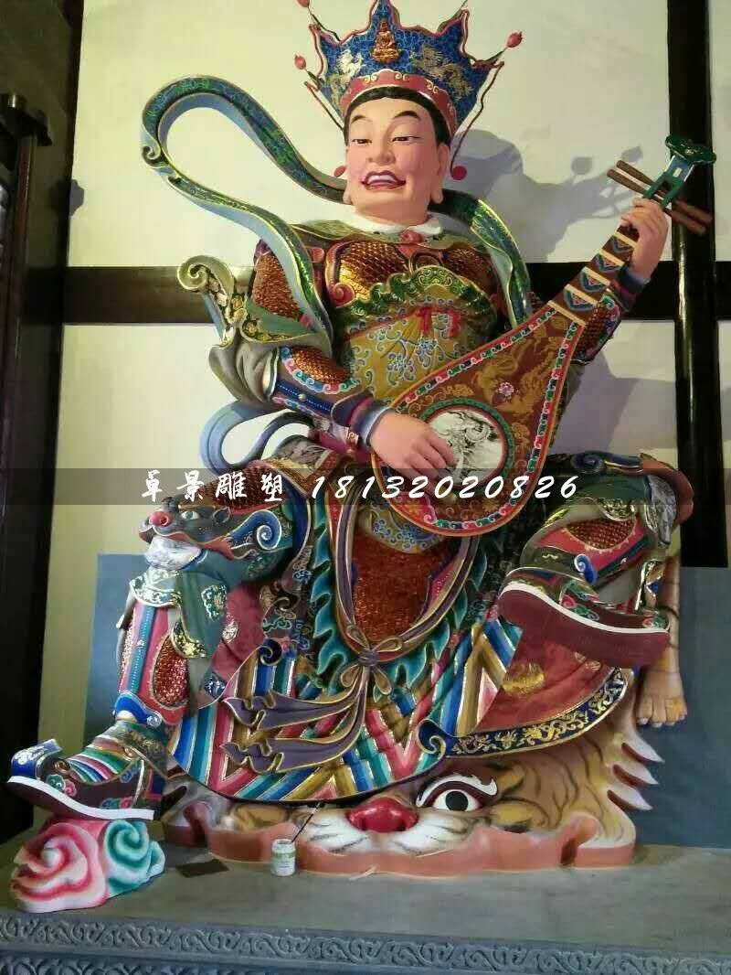 彩繪四大天王雕塑，玻璃鋼神仙雕塑 (1)