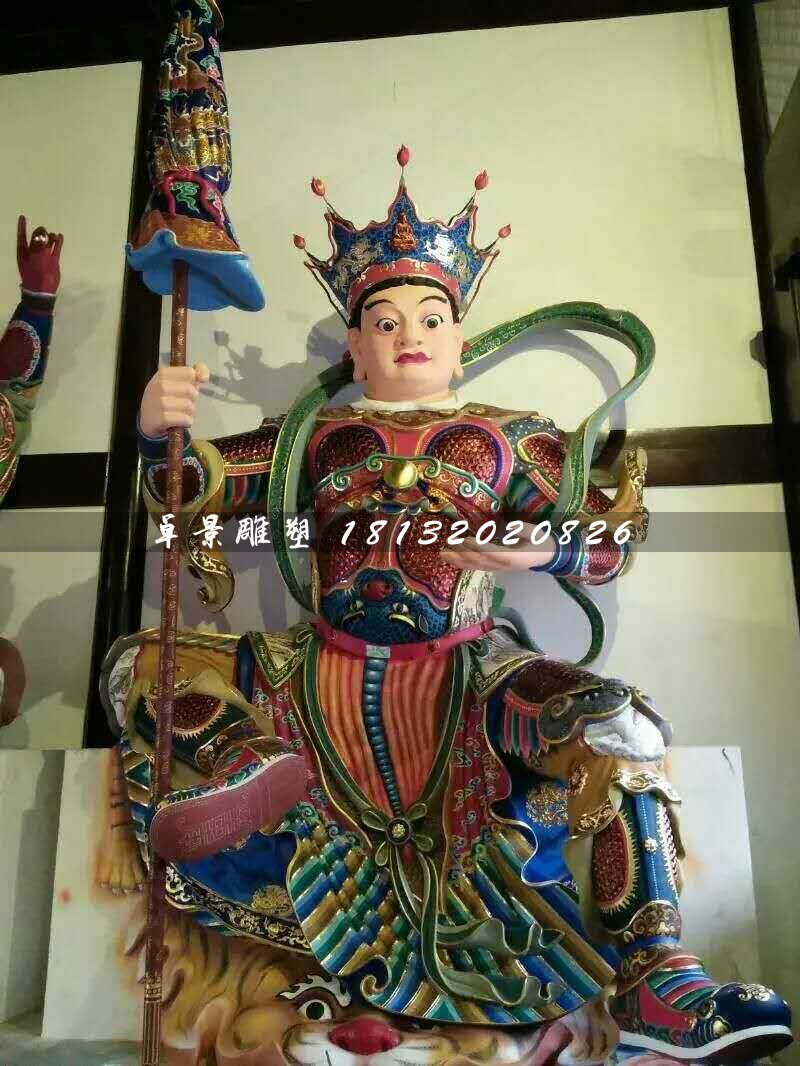 彩繪四大天王雕塑，玻璃鋼神仙雕塑 (3)
