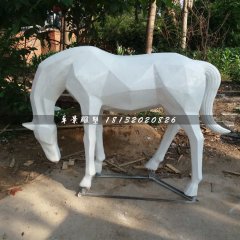 抽象白馬雕塑，公園玻璃鋼馬雕塑