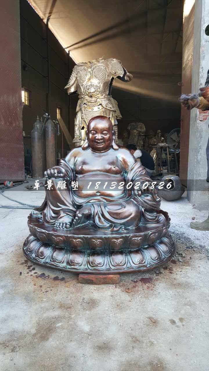 大肚彌勒佛銅雕，寺廟坐式佛像