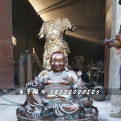大肚彌勒佛銅雕，寺廟坐式佛像