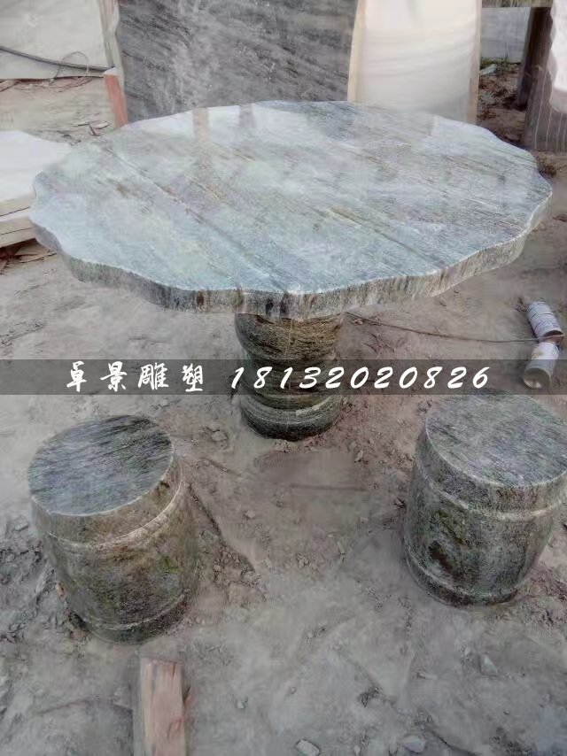 大理石桌椅雕塑，公園桌椅石雕 (2)