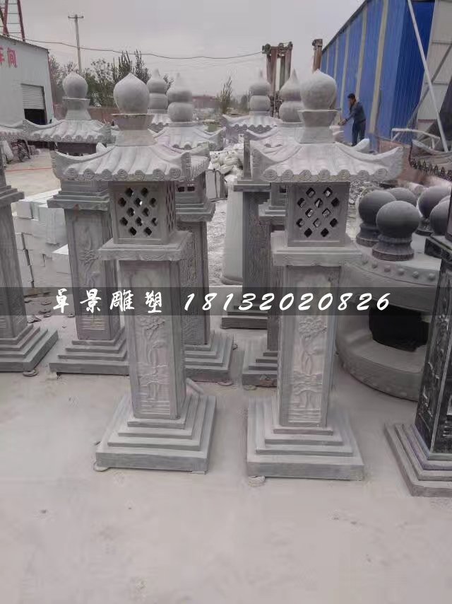 仿古石燈，青石燈雕塑 (3)
