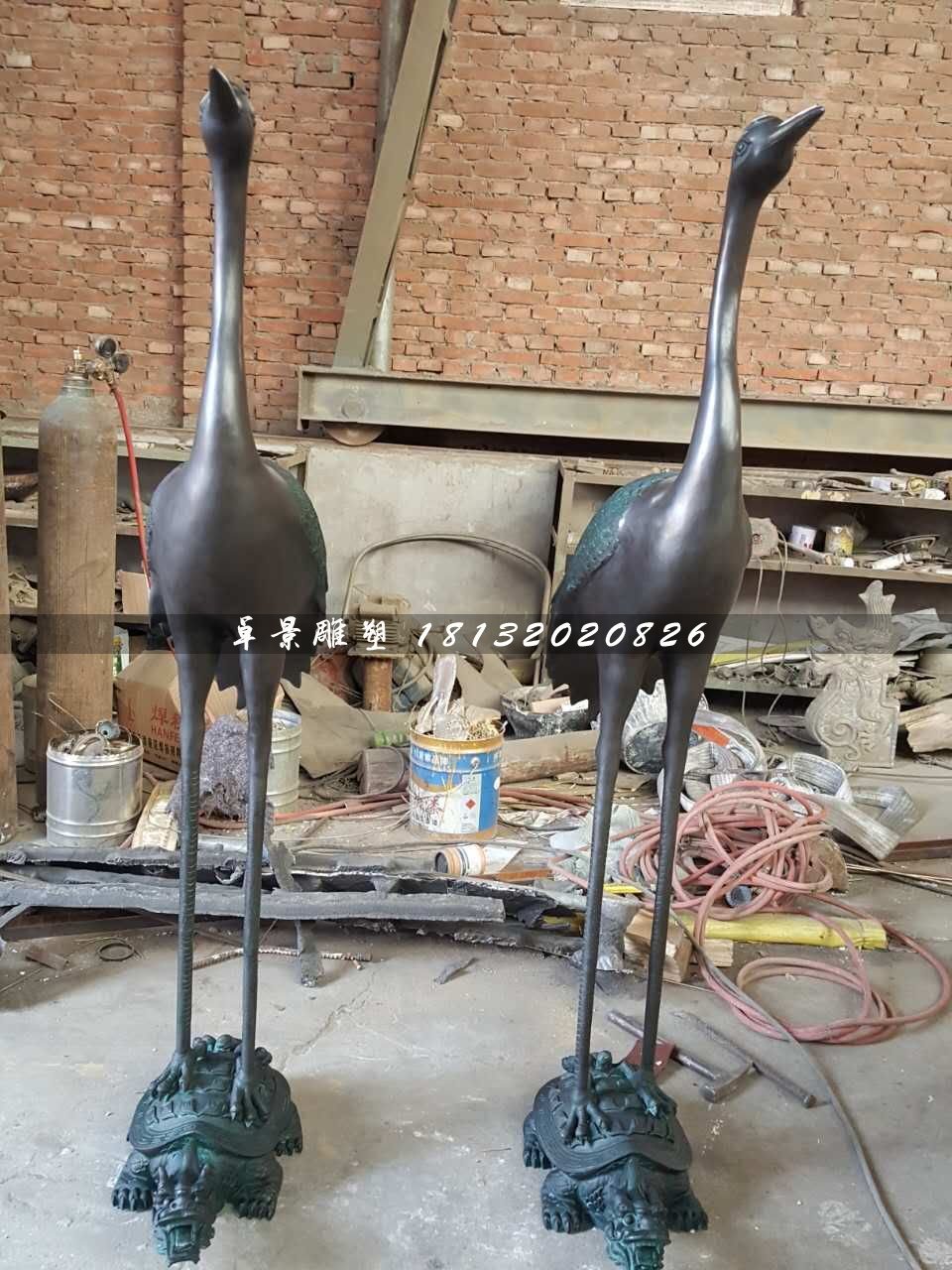 龜鶴延年銅雕，仙鶴銅雕