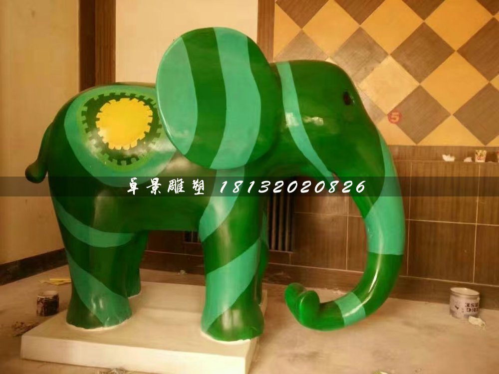 卡通小象雕塑，玻璃鋼彩繪動(dòng)物雕塑 (1)