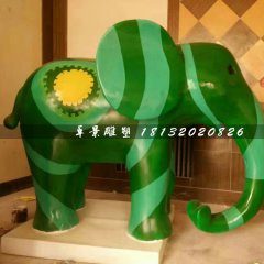 卡通小象雕塑，玻璃鋼彩繪動物雕塑