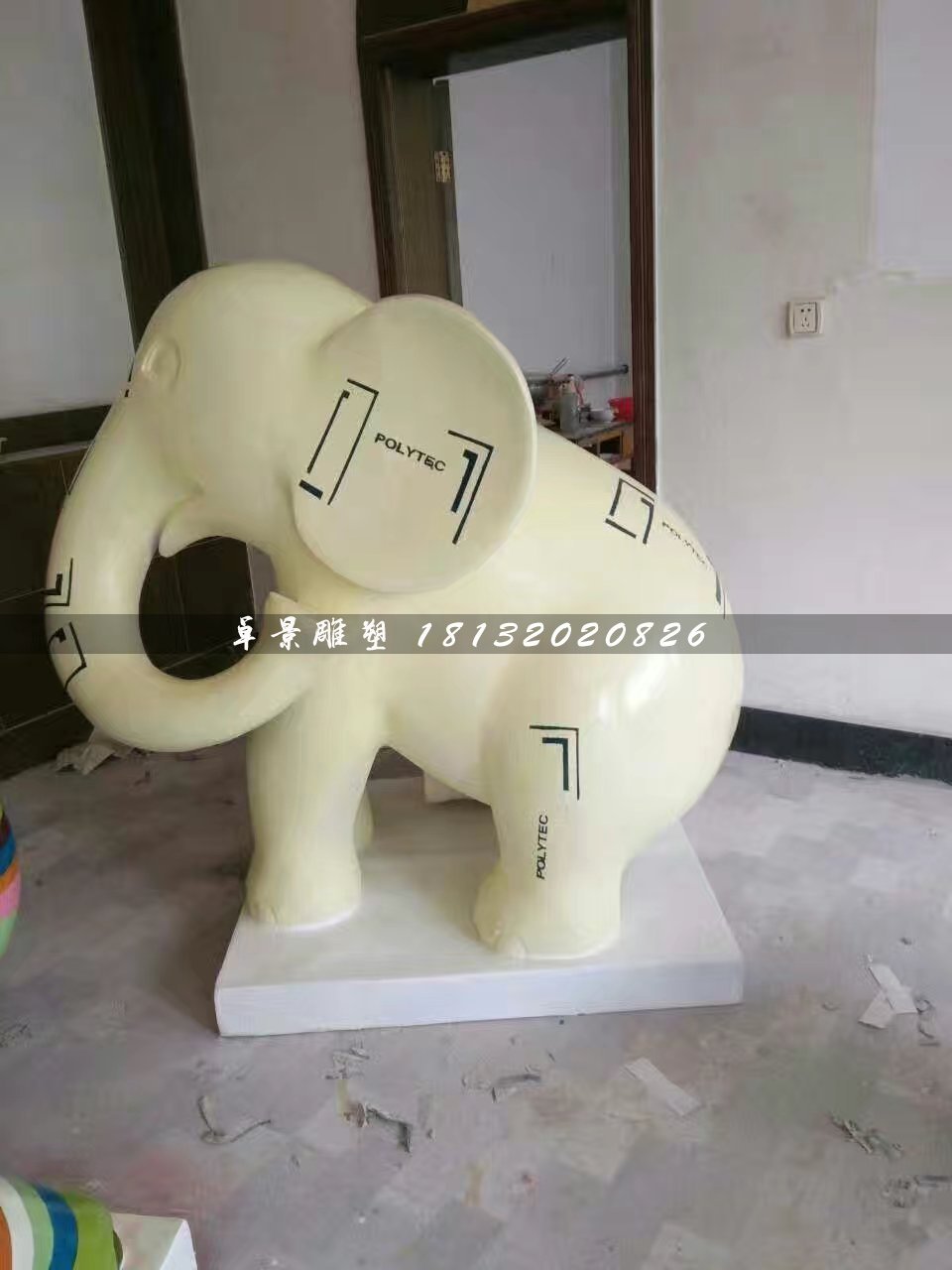 卡通小象雕塑，玻璃鋼彩繪動(dòng)物雕塑 (7)