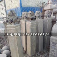 拴馬樁石雕，青石仿古柱子