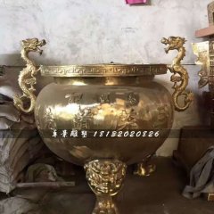 銅雕香爐，寺廟三足香爐銅雕