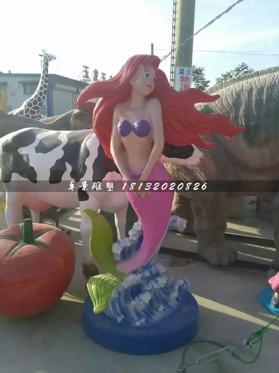 美人魚雕塑，玻璃鋼卡通雕塑