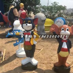 貓和老鼠雕塑，玻璃鋼卡通雕塑