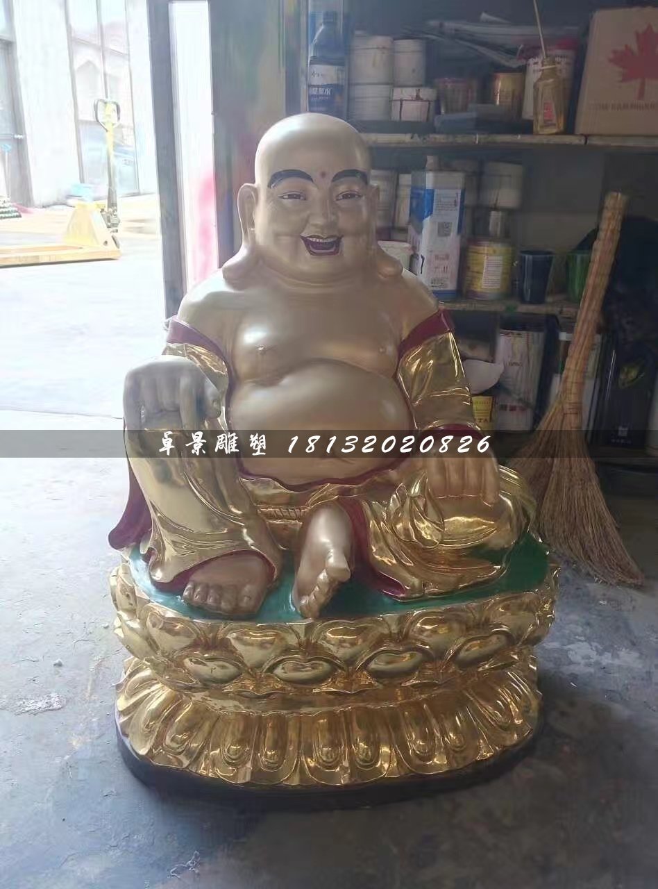彌勒佛玻璃鋼雕塑，彩繪佛像