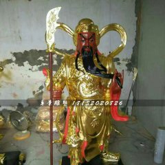 玻璃鋼持刀關(guān)公雕塑，神仙雕塑
