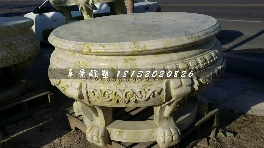 大理石圓桌，公園圓桌雕塑 (2)