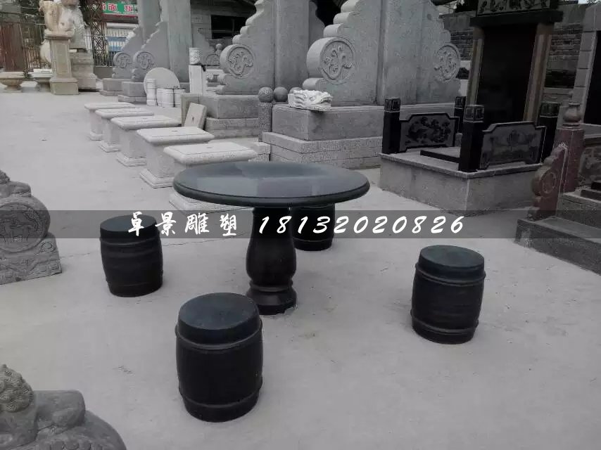 大理石桌椅，圓桌圓凳