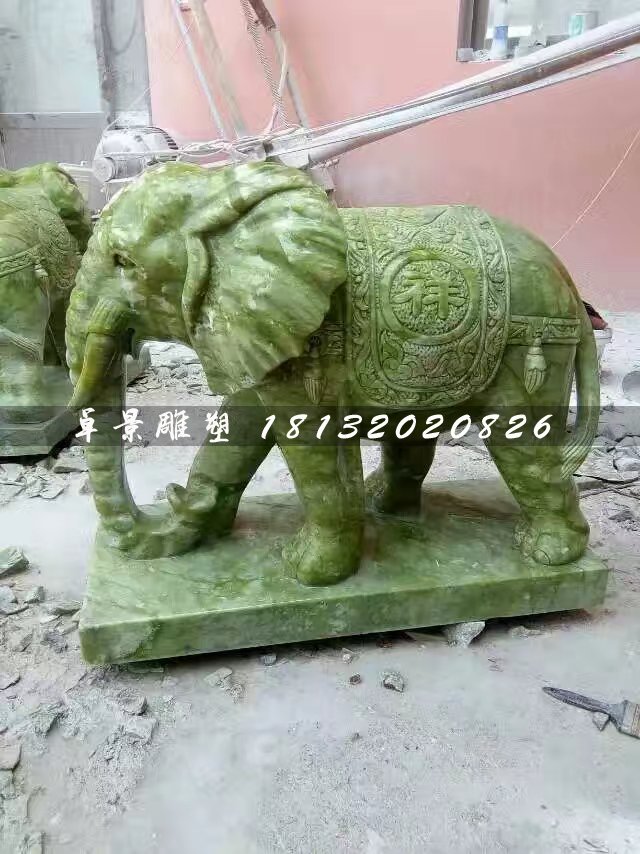 大象石雕，大理石大象 (2)