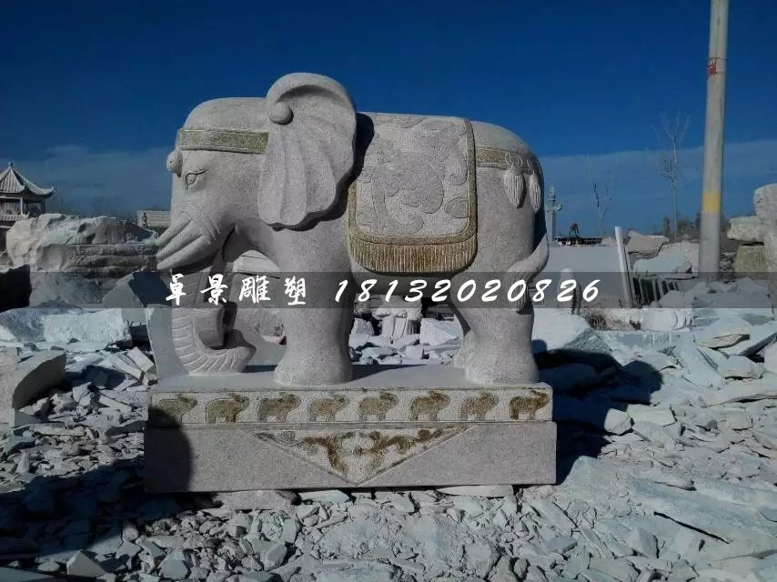 大象石雕，大型動物石雕 (2)
