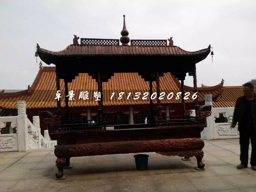 大型香爐銅雕，方形香爐銅雕