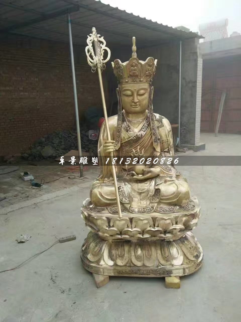 地藏菩薩雕塑，寺廟銅佛像