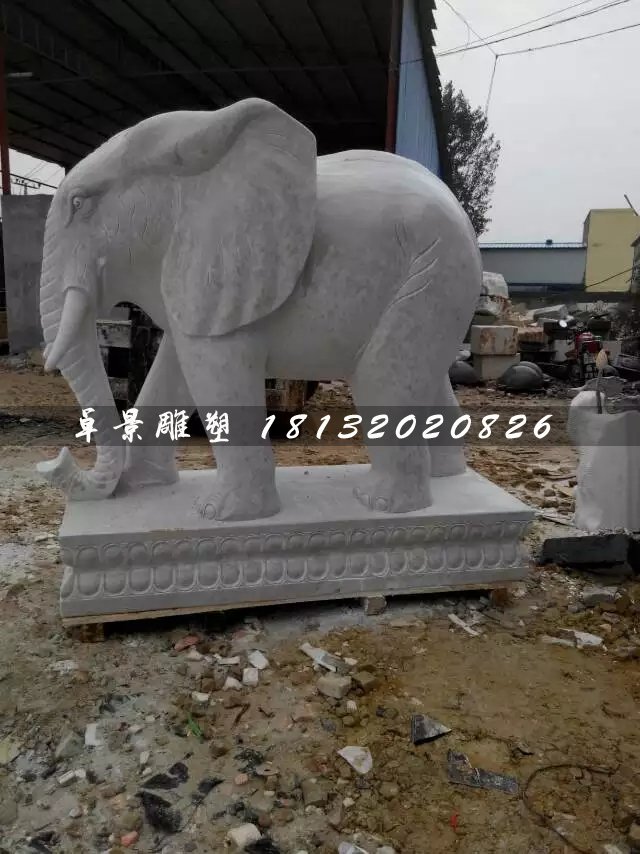 大理石大象雕塑，公園動(dòng)物石雕 (2)