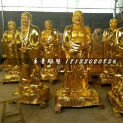 十八羅漢銅雕，貼金佛像銅雕